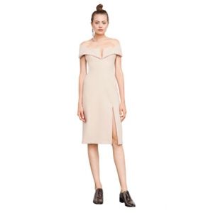 BCBGMaxAzria Blush Off-Shoulder Midi Dress